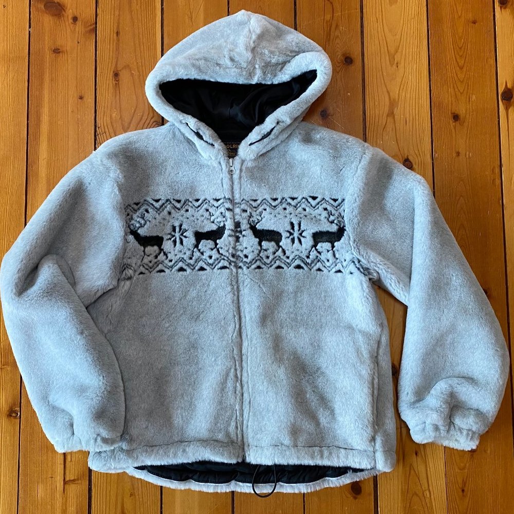 Vintage Woolrich Silver Reindeer  #17269 Women's Size Medium Jacket ~ Faux Fur